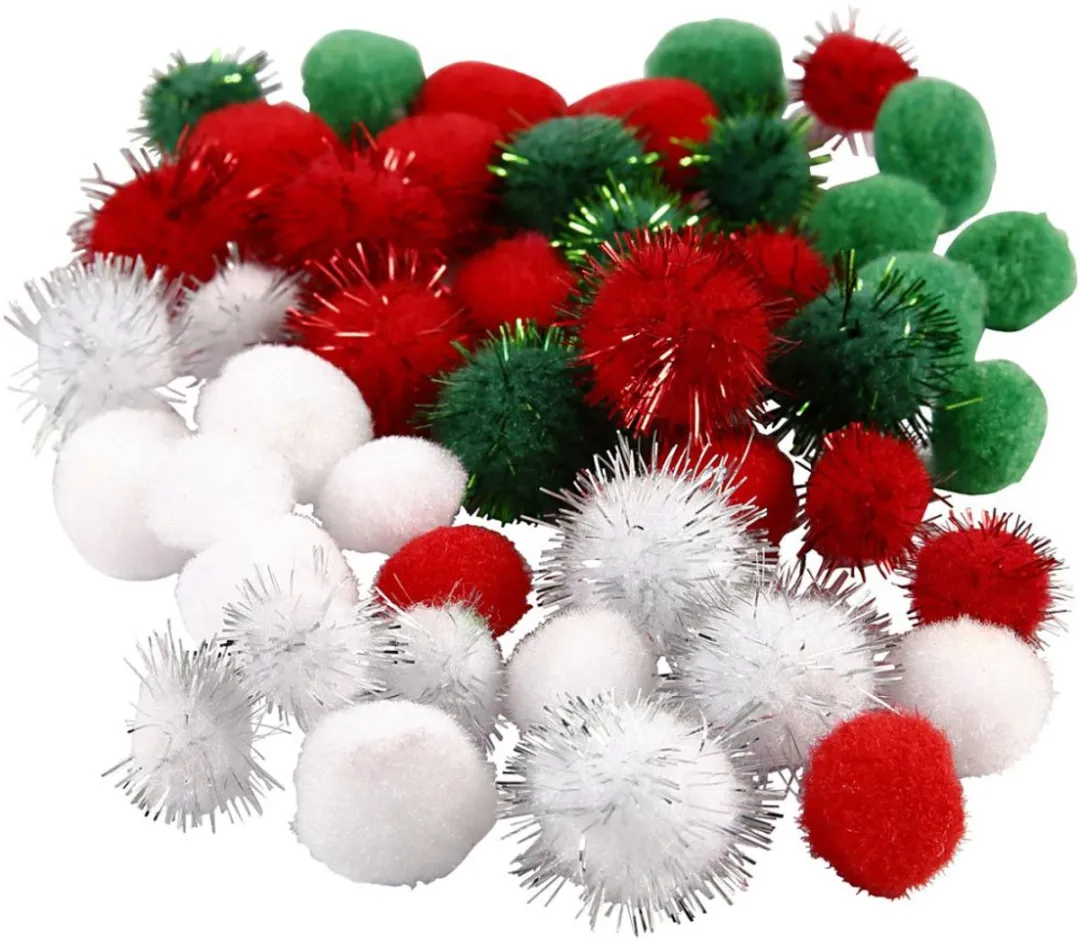 Creativ Company Pompons Kerst 15-20mm - 48 Stuks