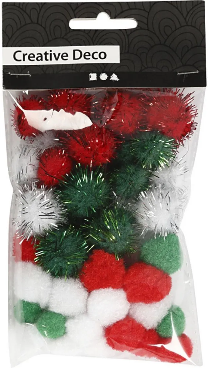 Creativ Company Pompons Kerst 15-20mm - 48 Stuks