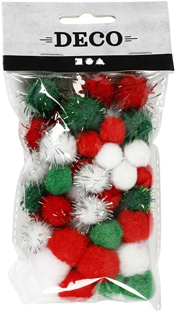 Creativ Company Pompons Kerst 15-20mm - 48 Stuks