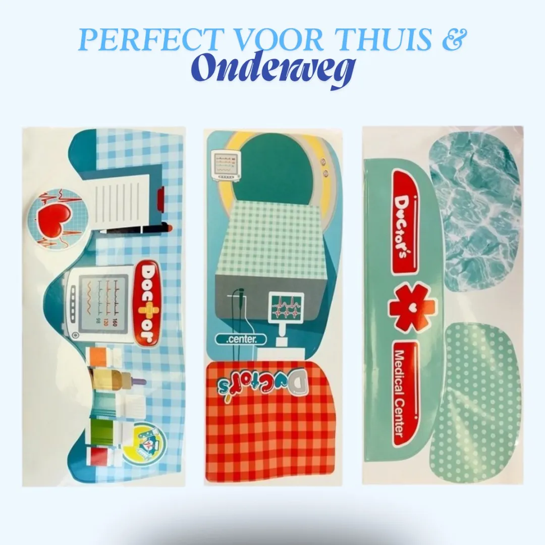 LEAN Toys Dokterset op Wielen Blauw - 12-delig met Thermometer