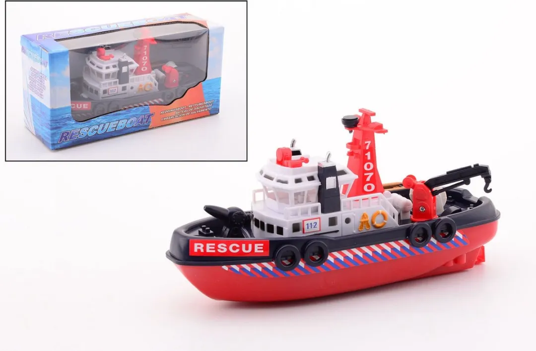 Johntoy City Rescue Havenboot 30cm - Rood/Zwart/Blauw/Wit