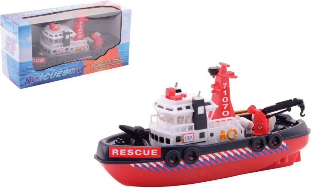 Johntoy City Rescue Havenboot 30cm - Rood/Zwart/Blauw/Wit - afbeelding 6 van 6