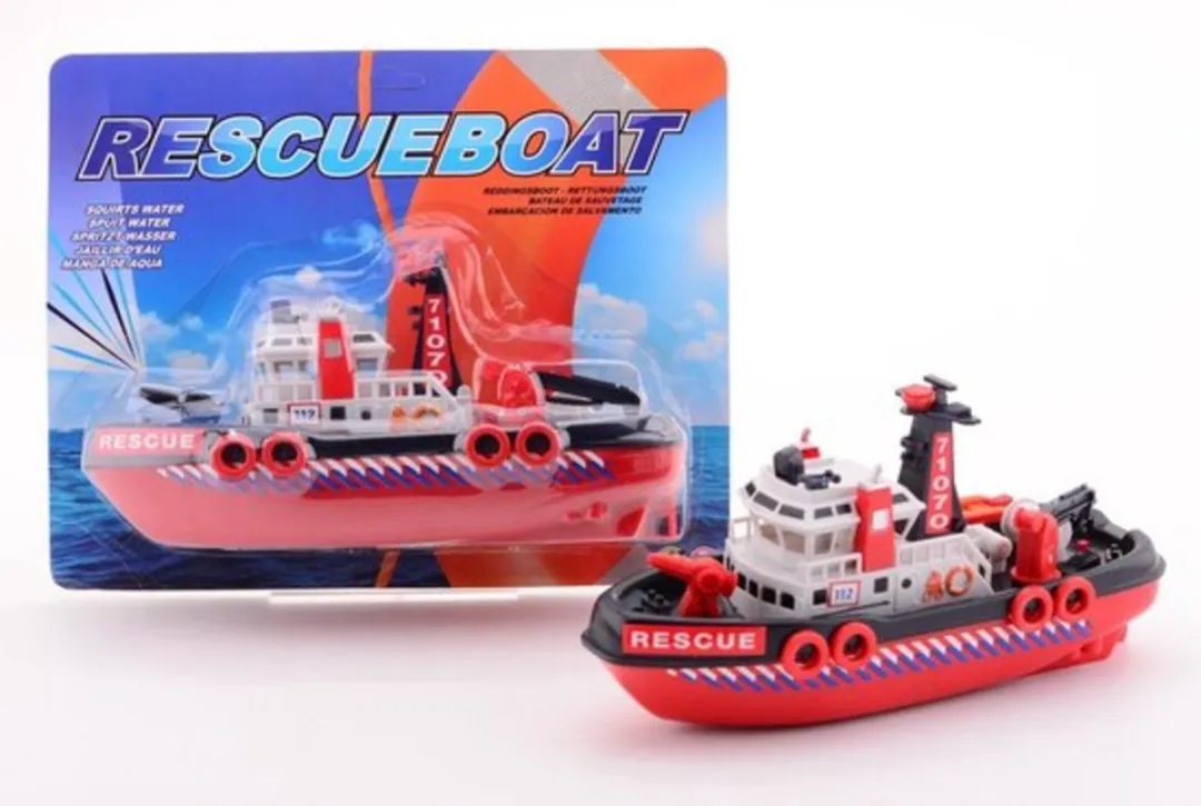 Johntoy City Rescue Havenboot 30cm - Rood/Zwart/Blauw/Wit