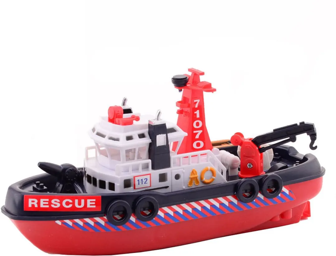 Johntoy City Rescue Havenboot 30cm - Rood/Zwart/Blauw/Wit