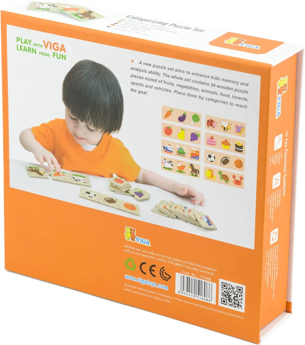 Viga Toys Logica Puzzelset 24-delig - Multicolor