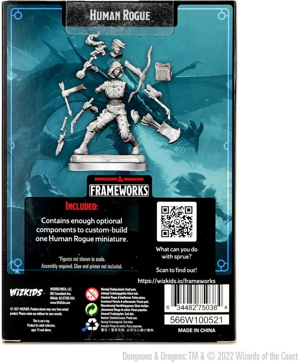 Wizkids D&D Frameworks Human Rogue Female - Grijs