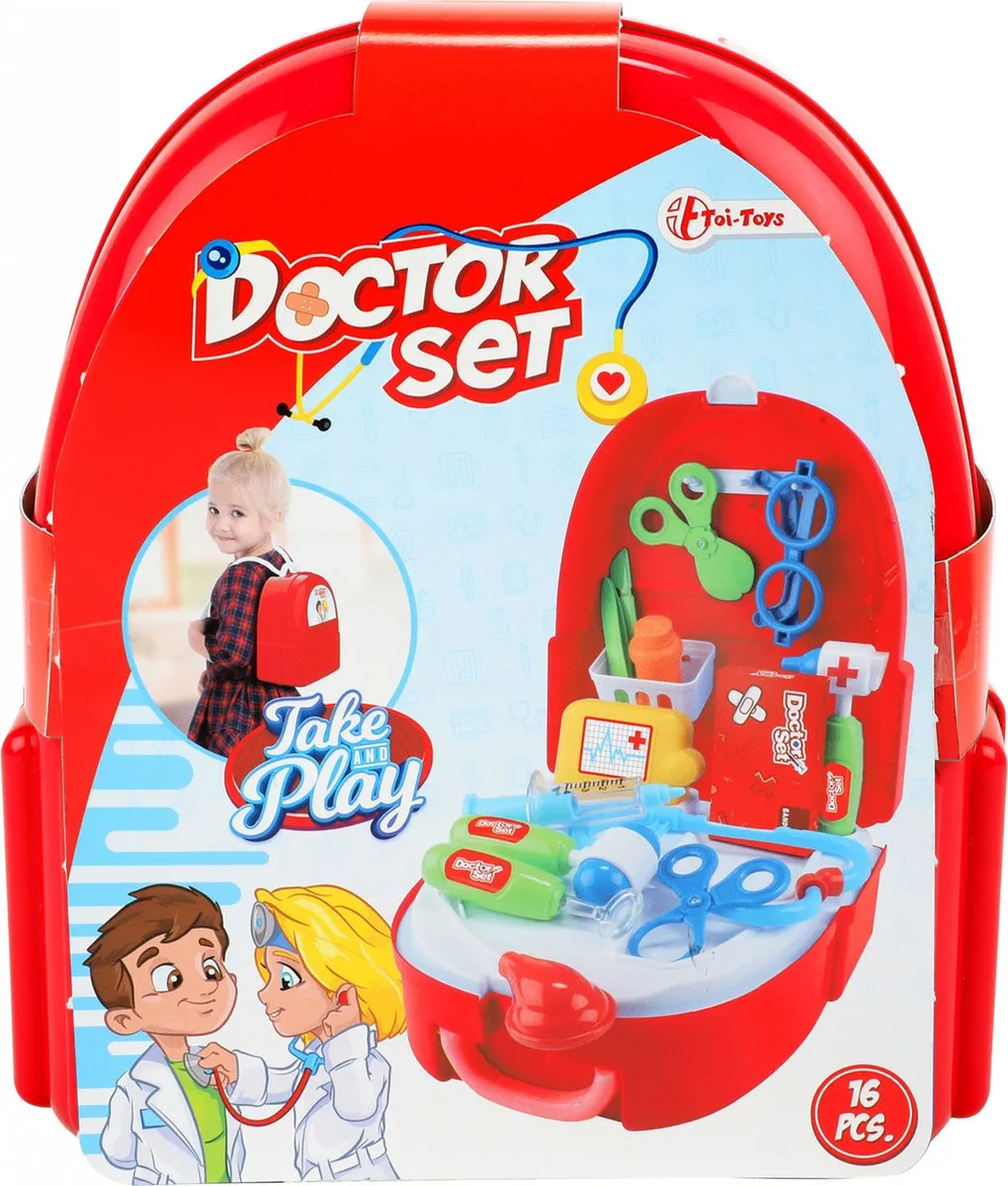 Toi-Toys Doktersset Junior 16-delig - Rood/Wit