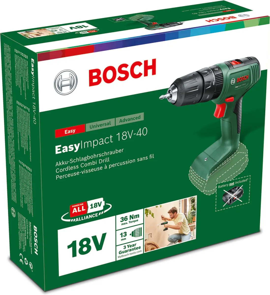 Bosch EasyImpact 18V-40 Accuklopboormachine - Zonder accu en lader