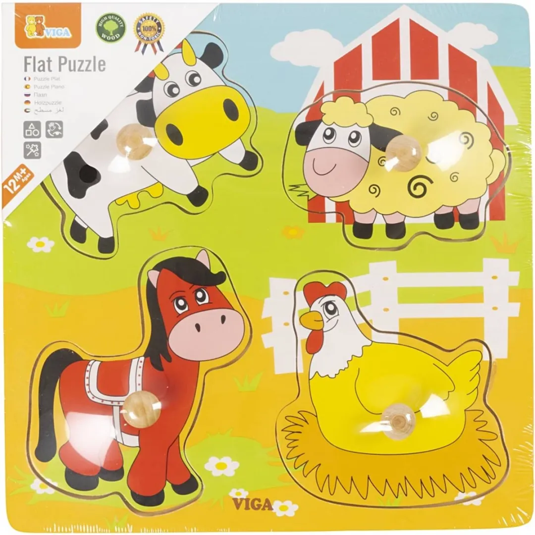 Vigatoys Boerderij Puzzel 4 Stuks - Multicolor