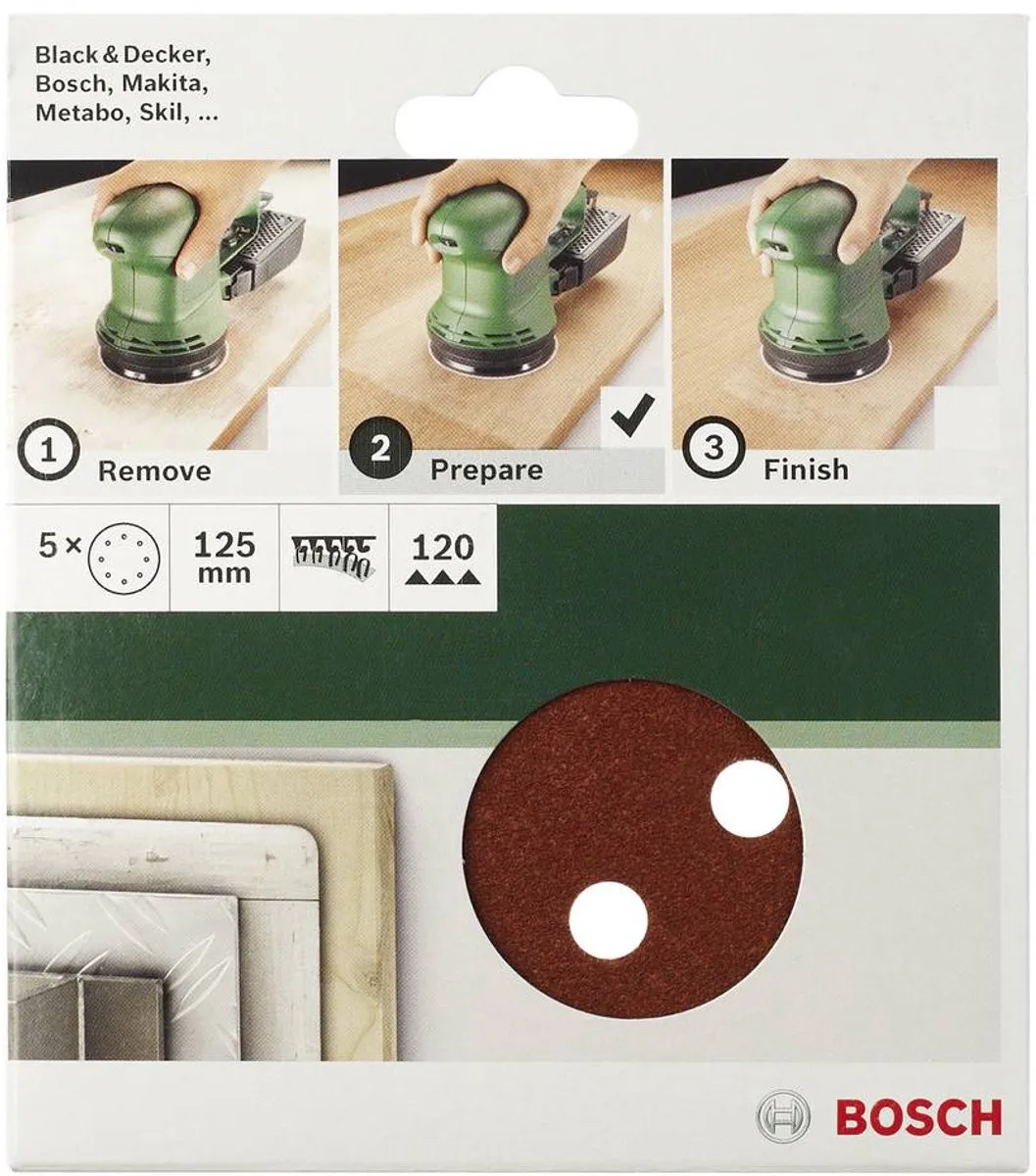 Bosch Schuurbladset 5-delig 150mm - Korrel 60 - Geperforeerd