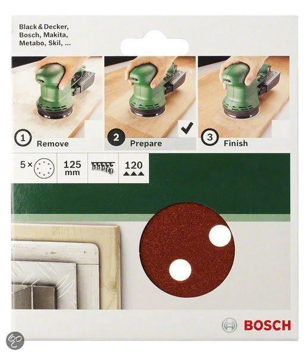 Bosch Schuurbladset 5-delig 150mm - Korrel 60 - Geperforeerd