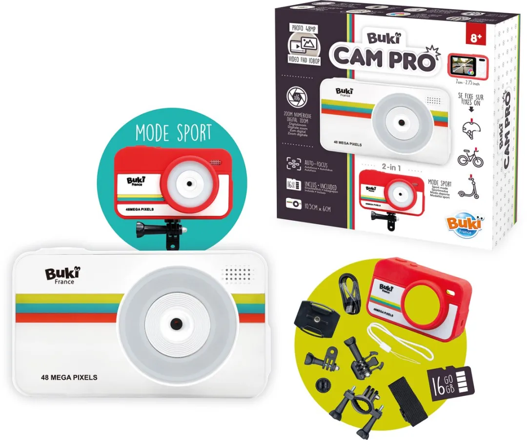 Buki PV010 2-in-1 Camera - 48MP - Wit/Rood - afbeelding 6 van 6