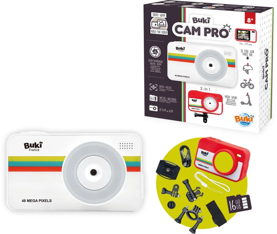 Buki PV010 2-in-1 Camera - 48MP - Wit/Rood