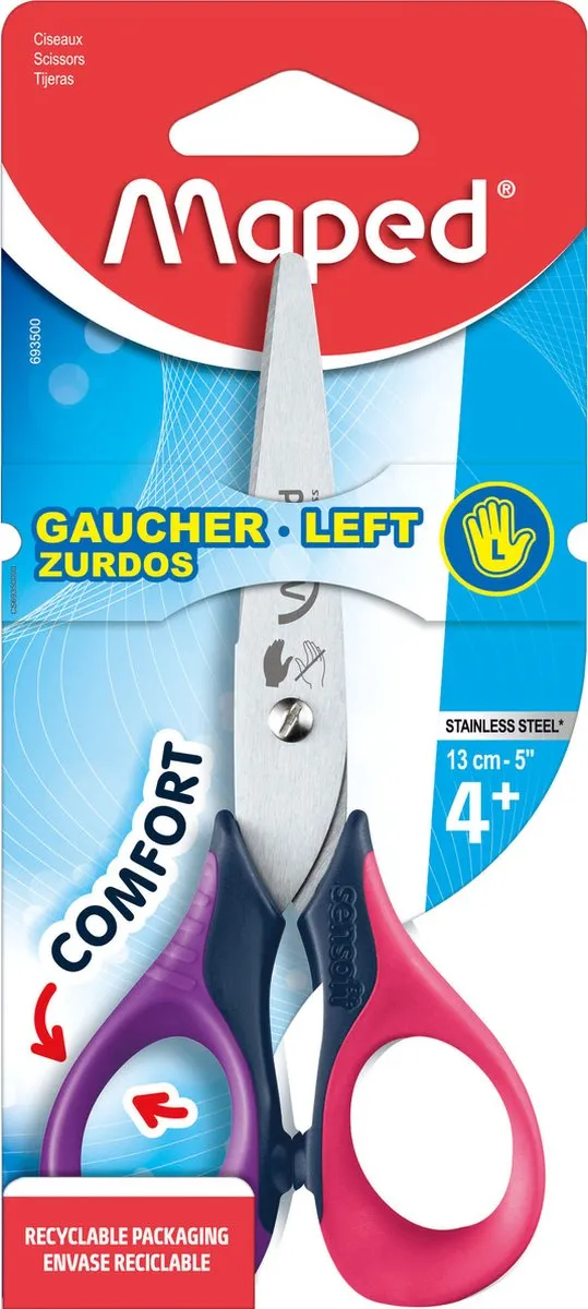 Maped Sensoft 3D Schaar 13cm - Linkshandig - Rood/Paars
