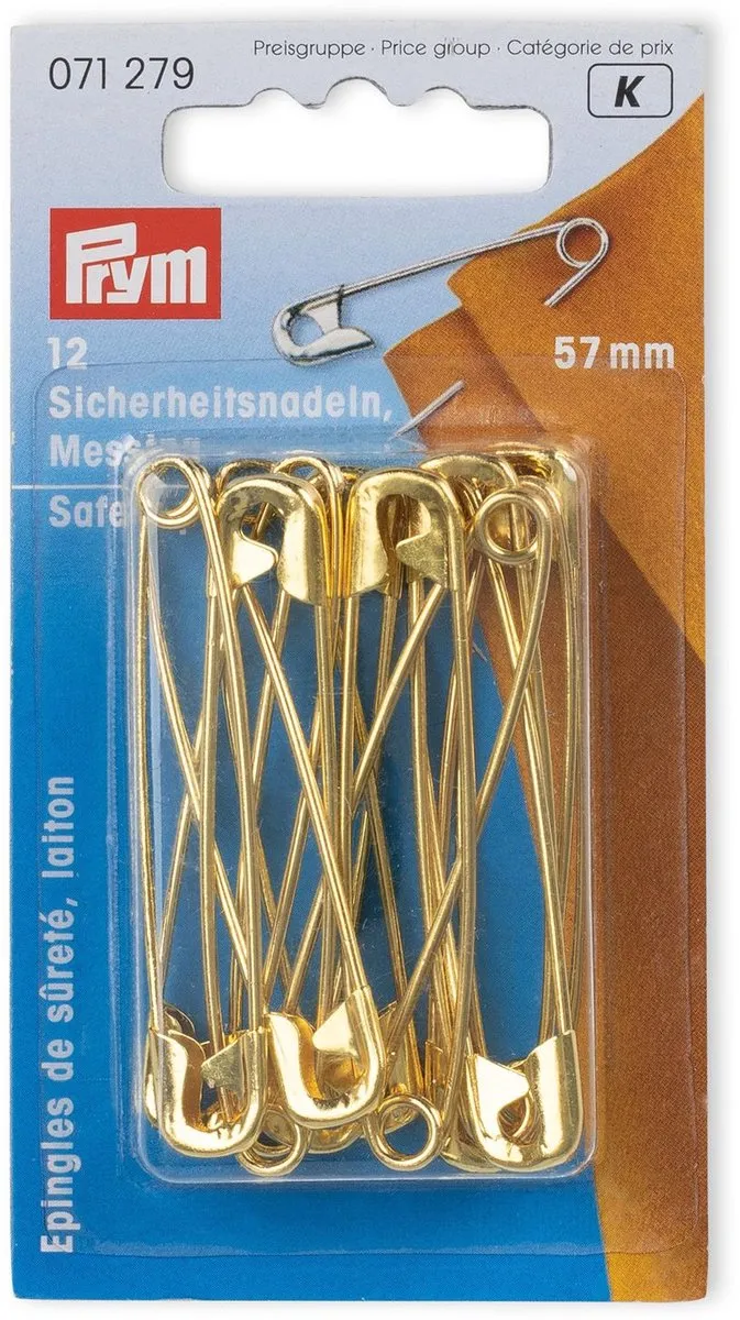 Prym Veiligheidsspelden 57mm - 12 Stuks - Gouddor