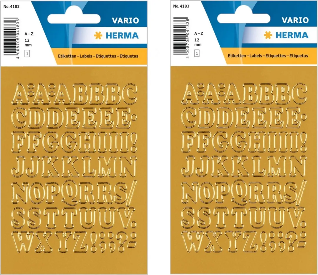 Herma Goudkleurige Letterstickers A-Z 12mm - 3 Stuks