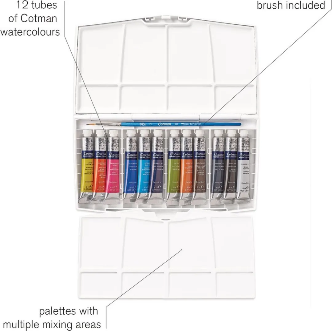 Winsor & Newton Cotman Aquarelverfset 12x8ml - Studio & Reis