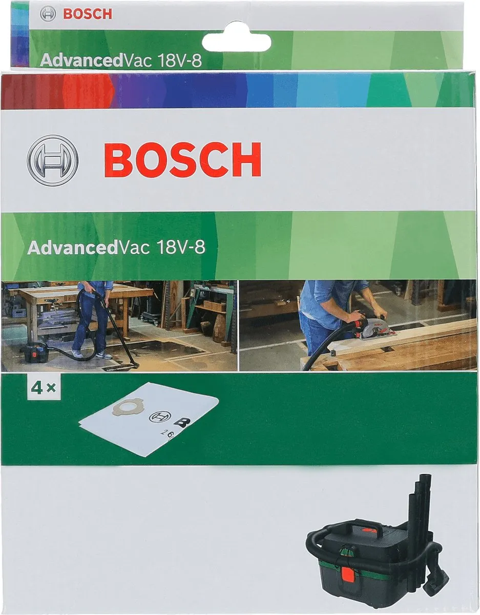 Bosch AdvancedVac 18V-8 Vlieszakken - 4 Stuks
