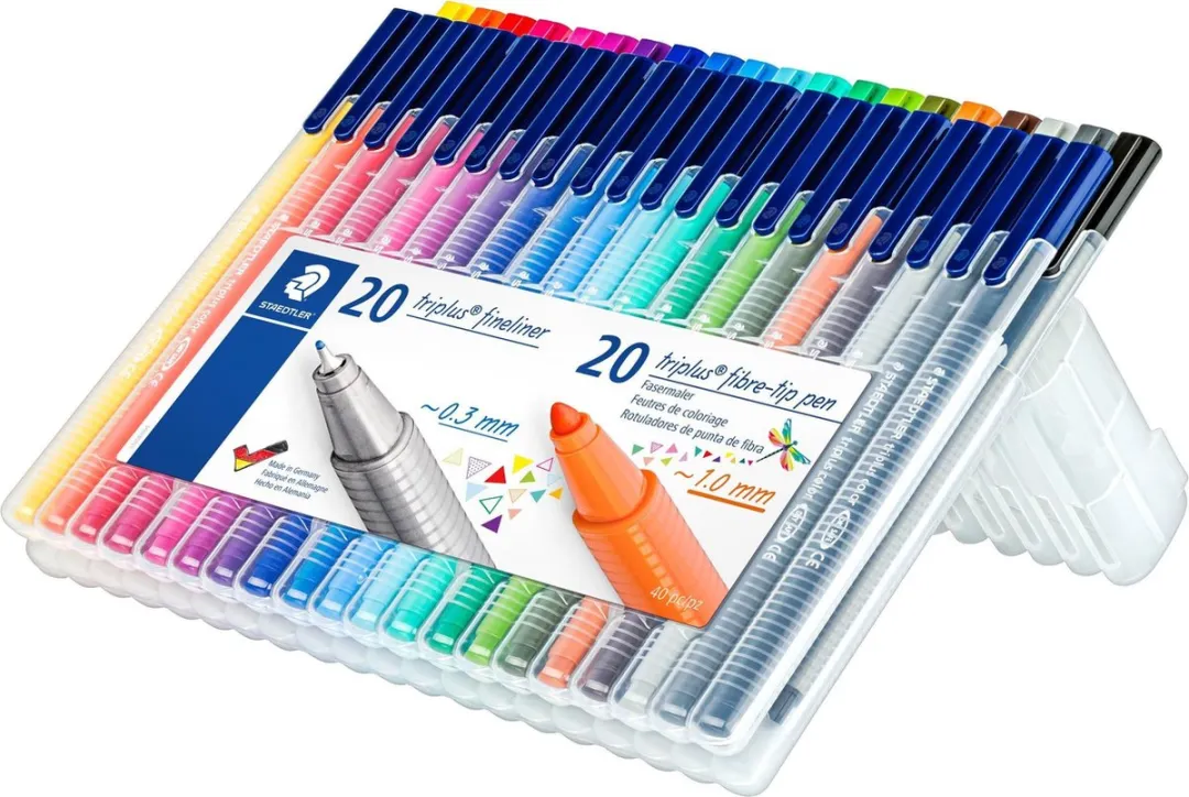 STAEDTLER triplus Mixed Set - 40 Stuks (20 Fineliners + 20 Kleurstiften)