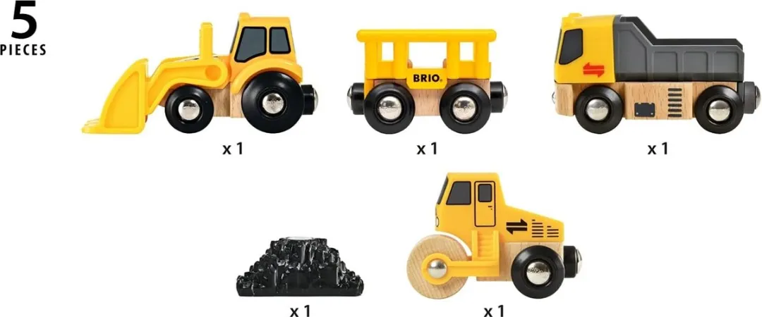 BRIO Bouwvoertuigen 33658 - 4 Stuks - Geel