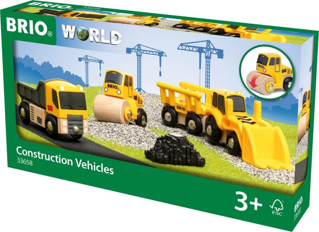 BRIO Bouwvoertuigen 33658 - 4 Stuks - Geel