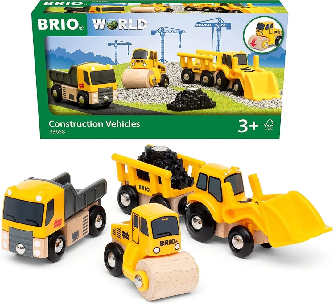 BRIO Bouwvoertuigen 33658 - 4 Stuks - Geel