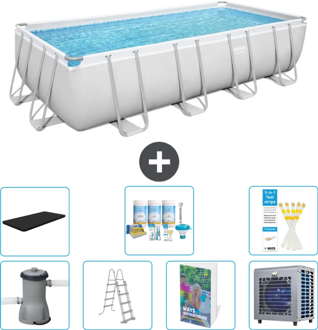 Bestway Power Steel Zwembad 488x244x122cm - 11.532L - Grijs