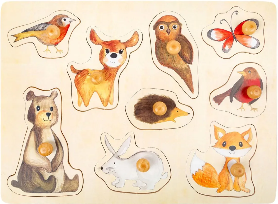 Small Foot Houten Noppenpuzzel Bosdieren 10 Stuks - Multicolor - afbeelding 6 van 6