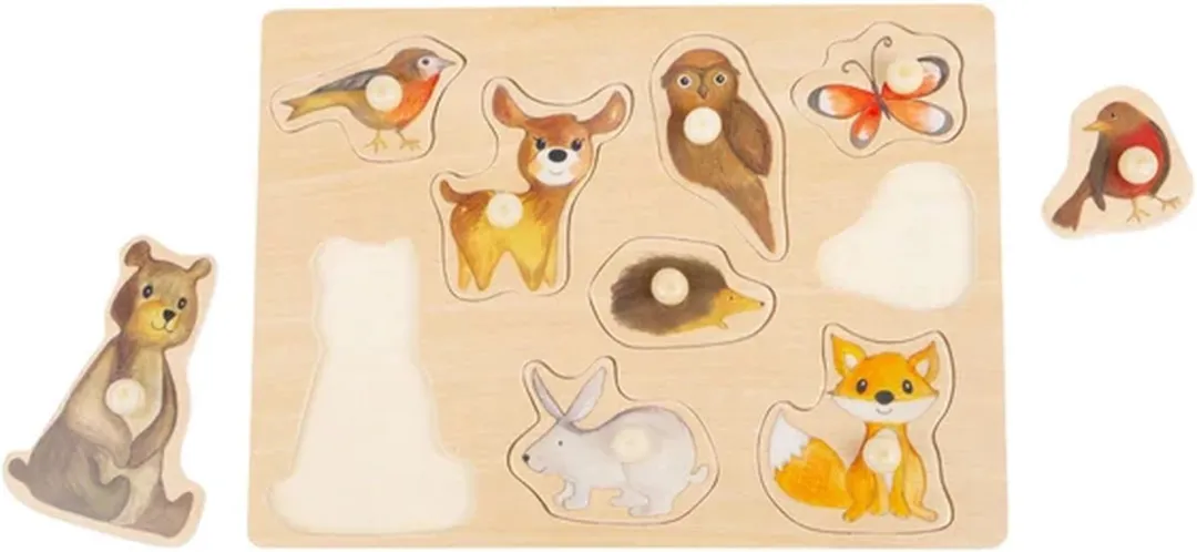Small Foot Houten Noppenpuzzel Bosdieren 10 Stuks - Multicolor