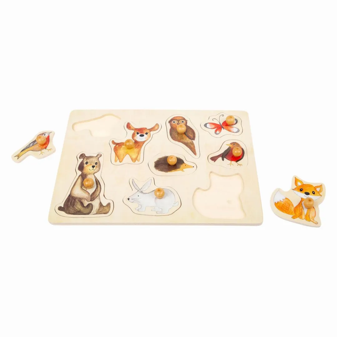Small Foot Houten Noppenpuzzel Bosdieren 10 Stuks - Multicolor