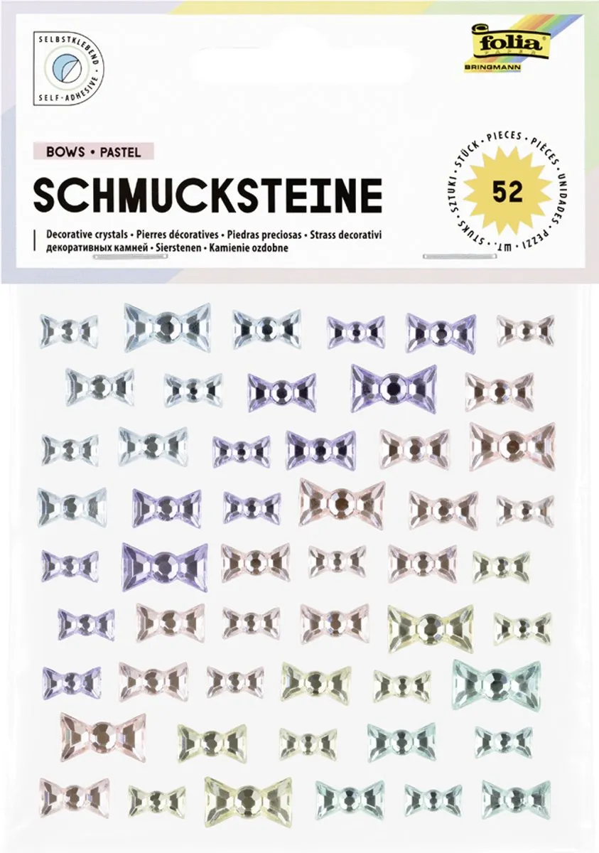 Folia Siersteentjes Strikjes Pastel - 52 Stuks