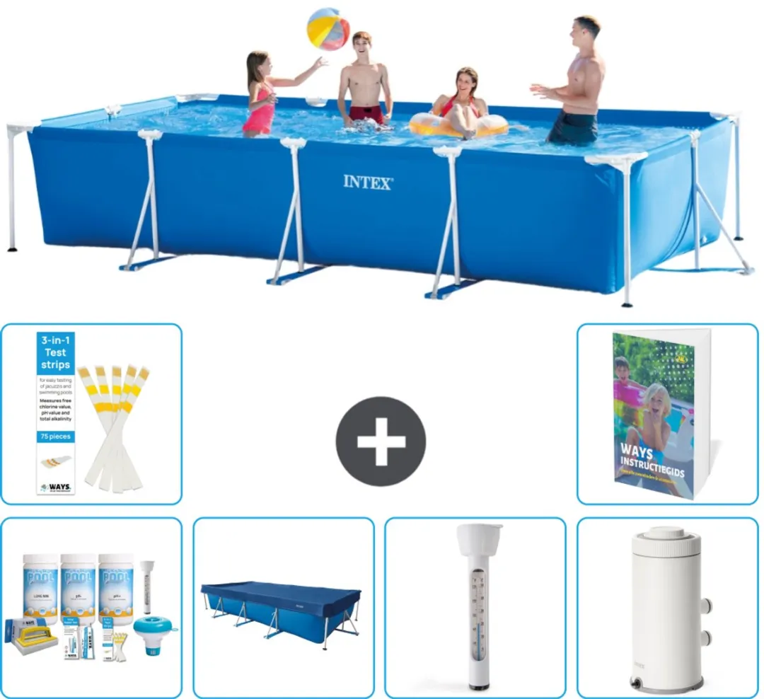 Intex Rechthoekig Frame Zwembad 450x220cm Blauw
