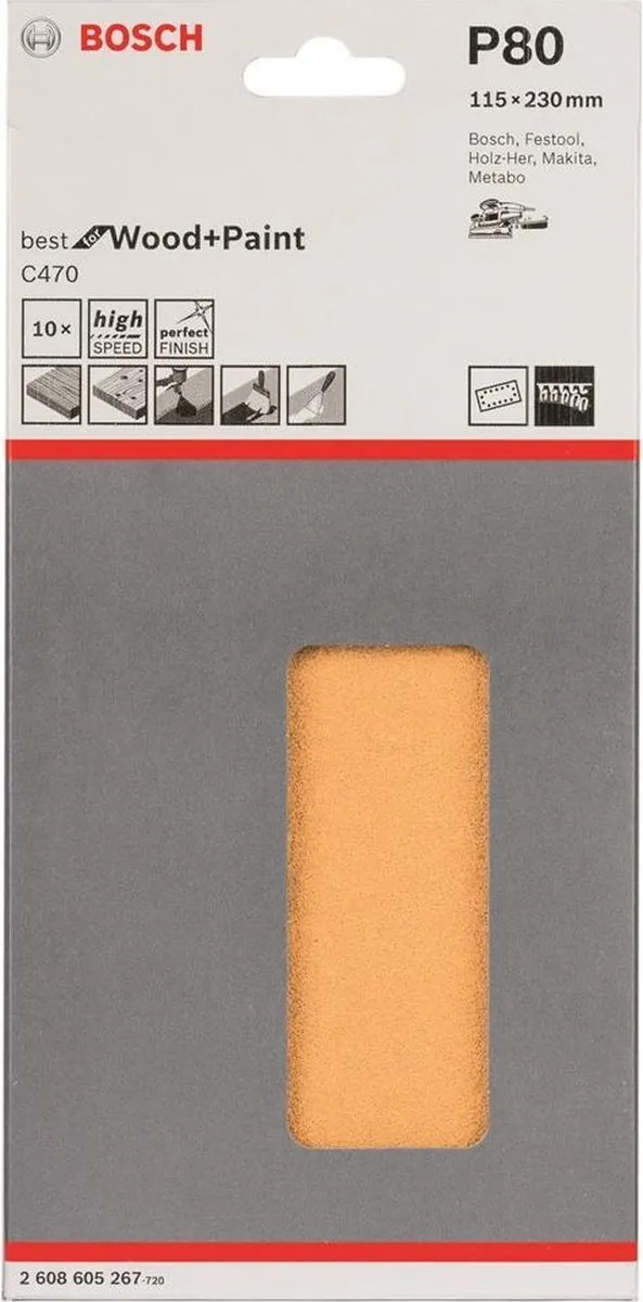 Bosch Schuurbladset 10-delig 80 grit - 115x230mm