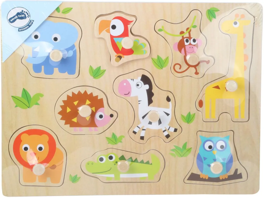 Small Foot Houten Noppenpuzzel Dierentuin 9 Stuks