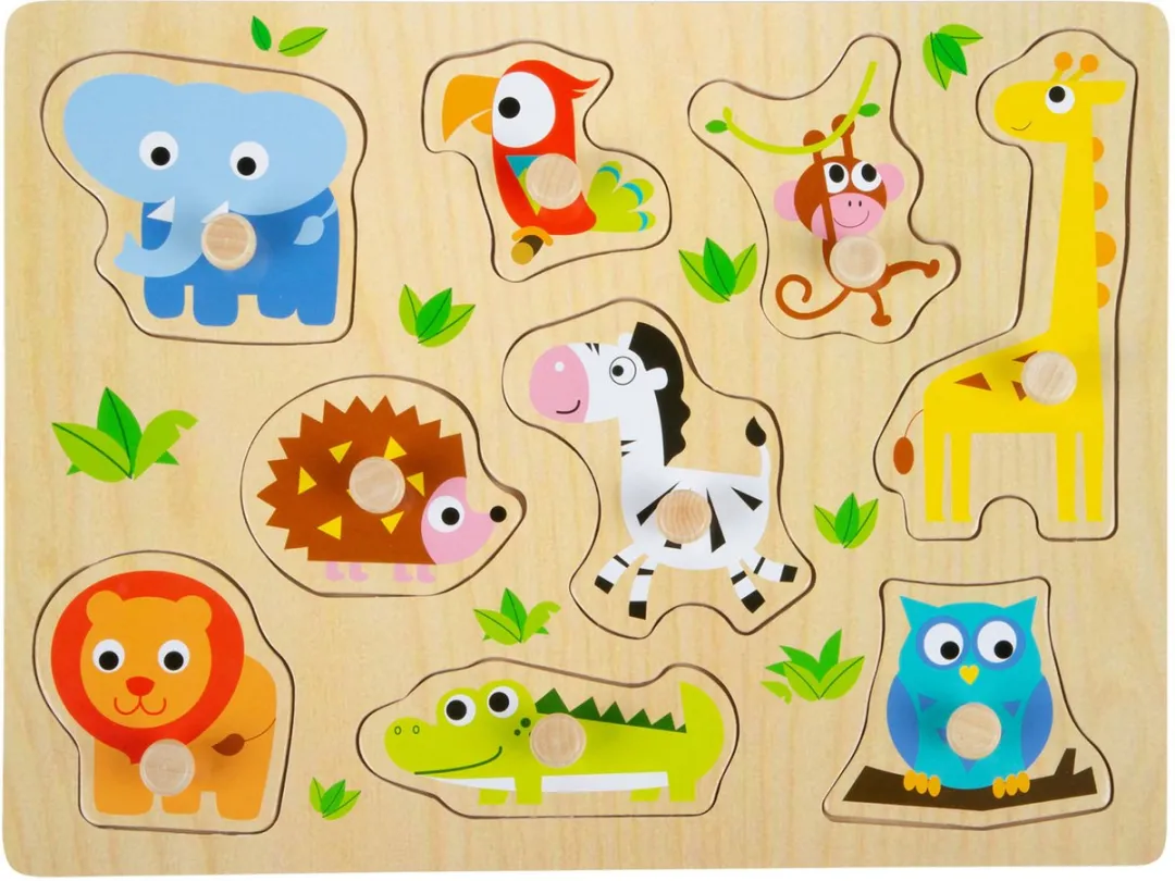 Small Foot Houten Noppenpuzzel Dierentuin 9 Stuks - Multicolor