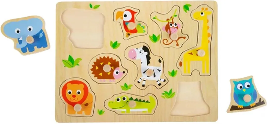 Small Foot Houten Noppenpuzzel Dierentuin 9 Stuks - Multicolor