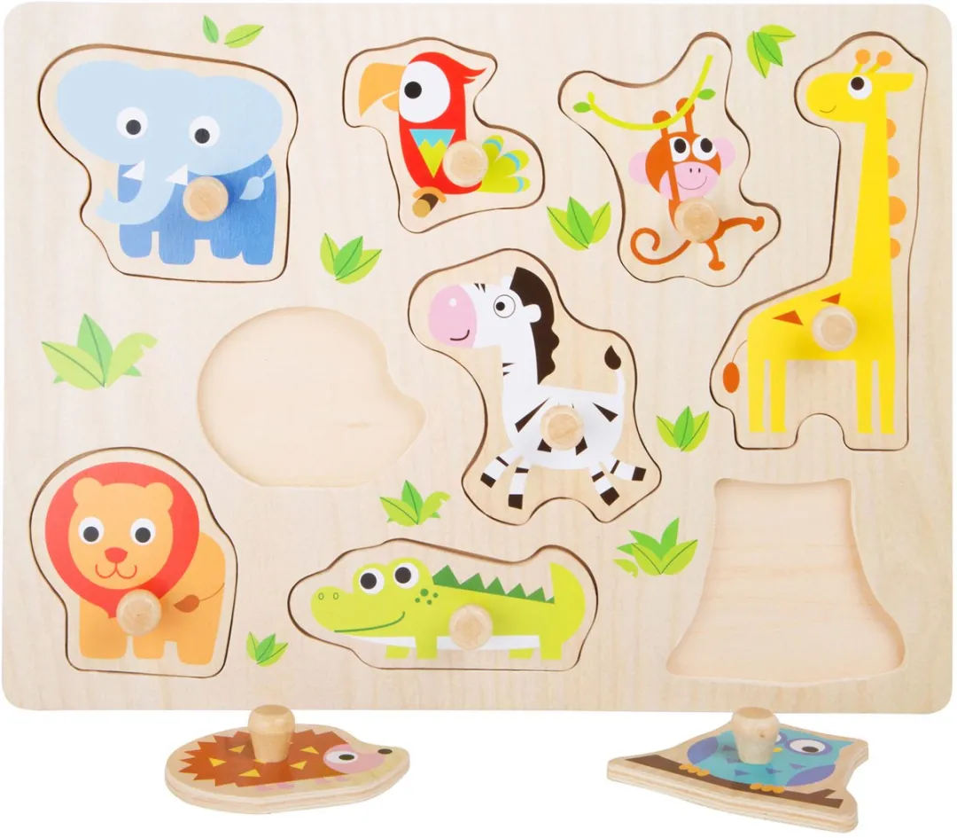 Small Foot Houten Noppenpuzzel Dierentuin 9 Stuks - Multicolor