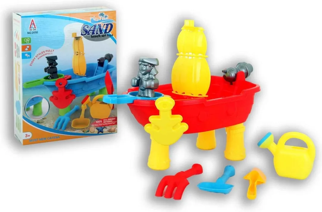 Jonotoys Zand- en Waterset Piraat - 38cm - Rood/Geel - 15-delig