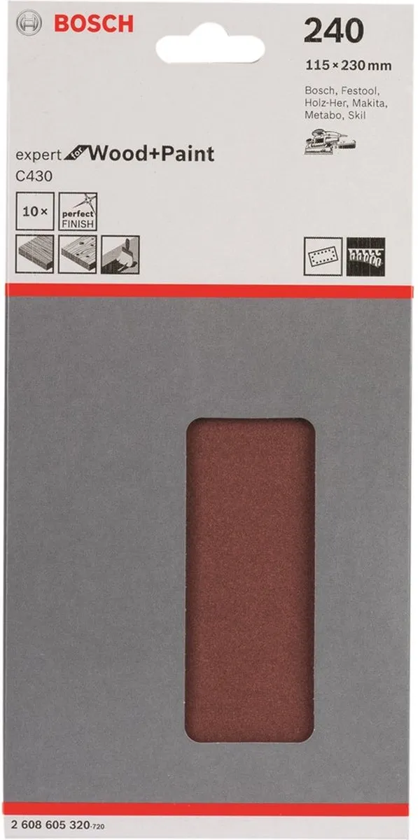 Bosch 10-delige Schuurbladset 115x230mm