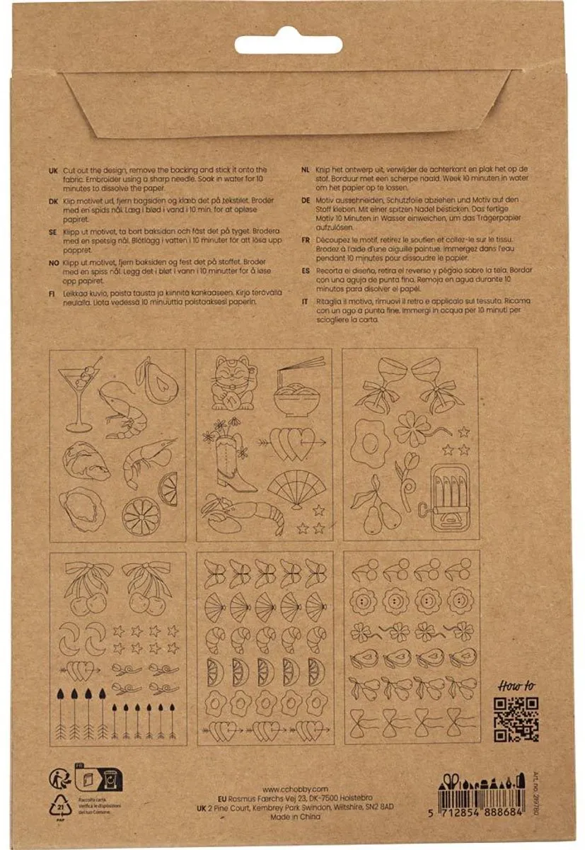 Creativ Company Wateroplosbare Borduurvellen A5 - 6 Stuks