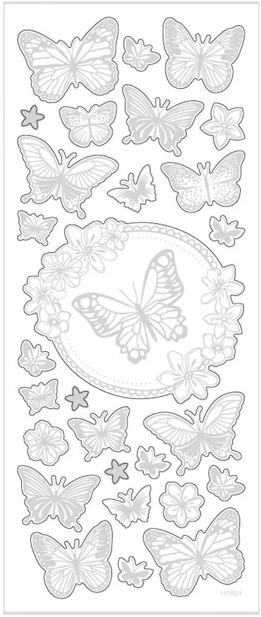 Creativ Company Creotime Vlinderstickers Zilver 28-delig - 10x24cm