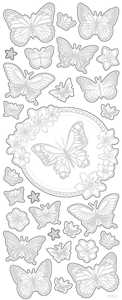 Creativ Company Creotime Vlinderstickers Zilver 28-delig - 10x24cm