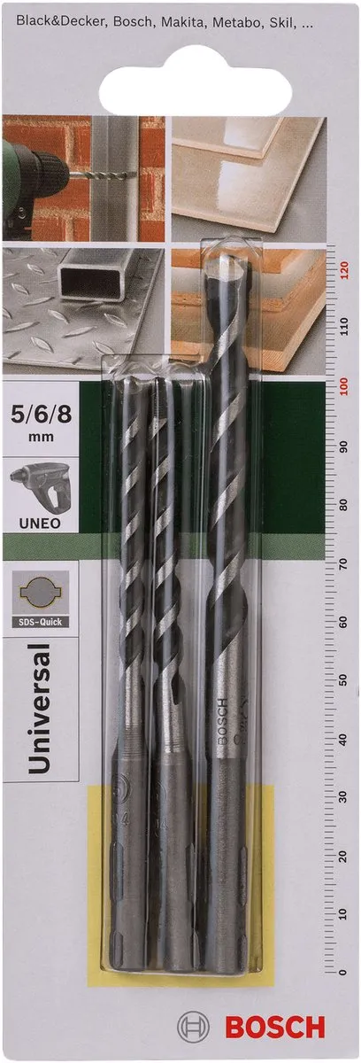Bosch SDS-Quick 3-delige Borenset - 5/6/8mm x 100/120mm