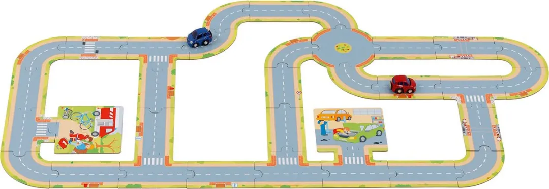 Goki Autobaanset 47-delig Multicolor - 2 Voertuigen