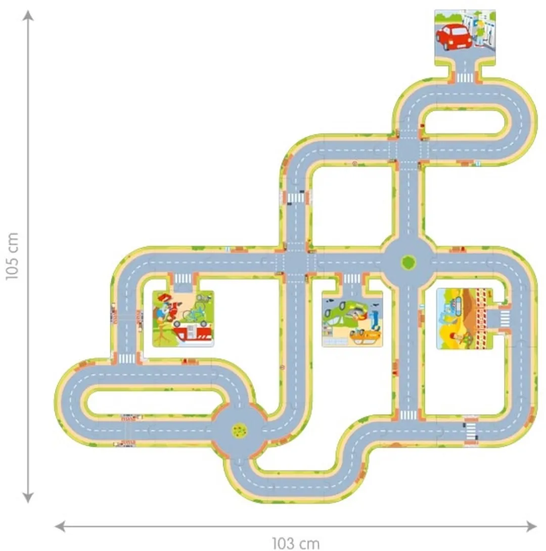 Goki Autobaanset 47-delig Multicolor - 2 Voertuigen