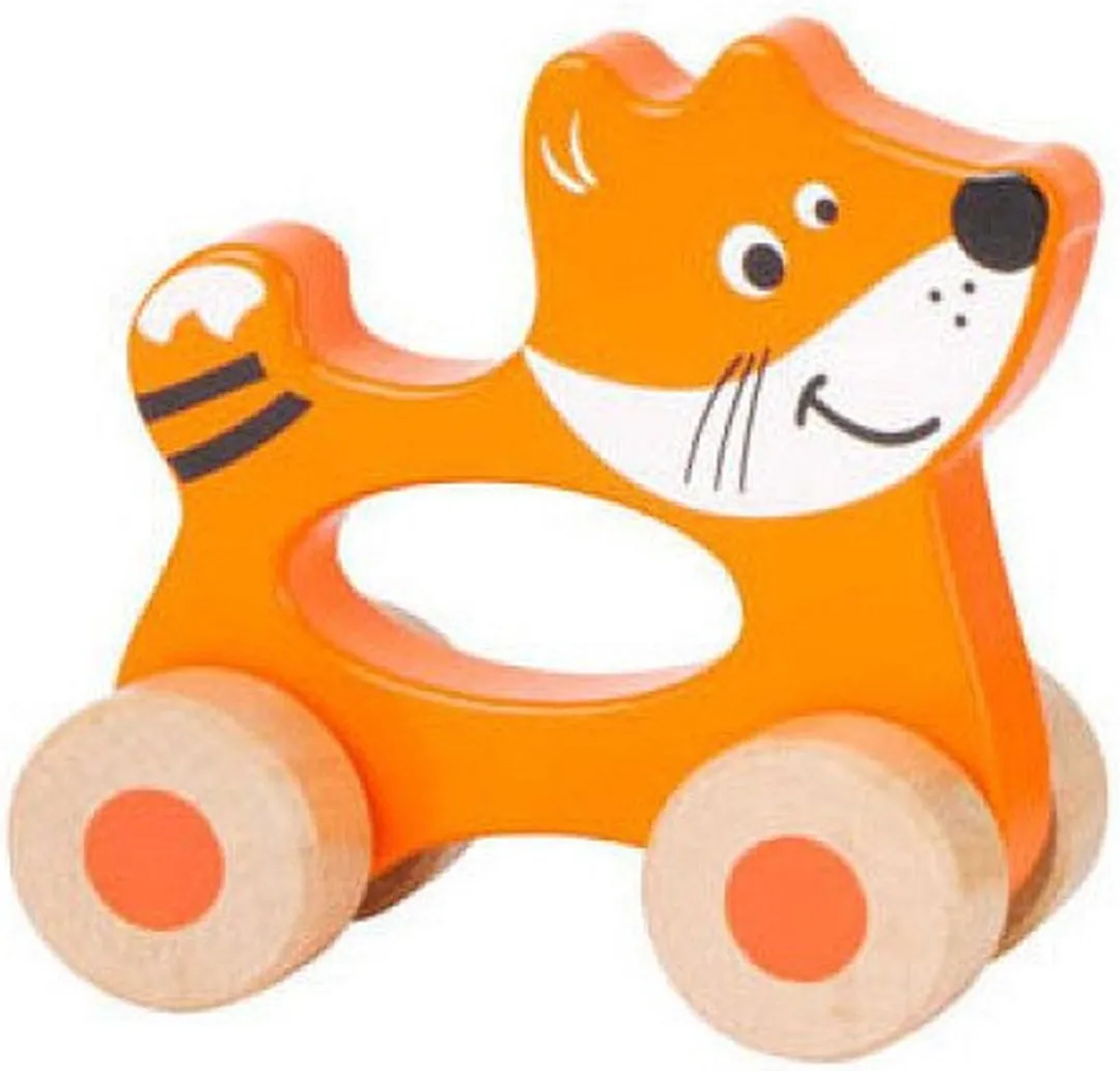 Small Foot Houten Duwfiguur Dier op Wielen - Multikleuren