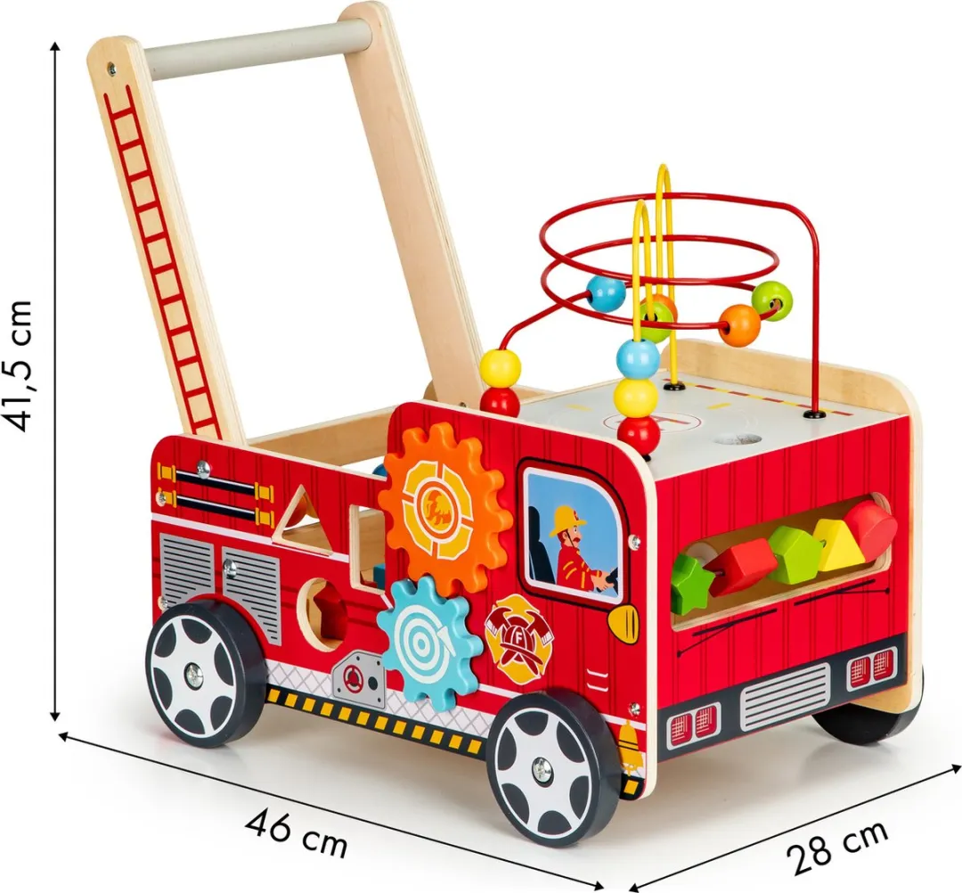 ECOTOYS Loopwagen Brandweer - Rood 46x28x41,5cm