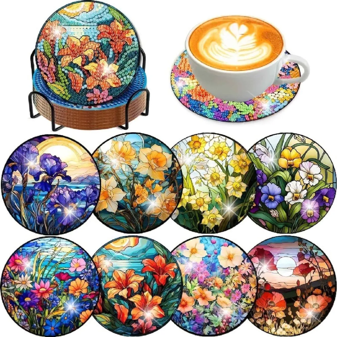 VDTOYS Diamond Painting Veldbloemen Onderzetters
