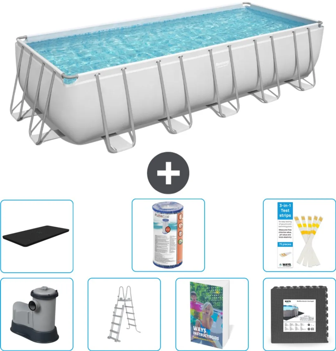 Bestway Power Steel Zwembad 640x274x132cm - 19.281L - Grijs