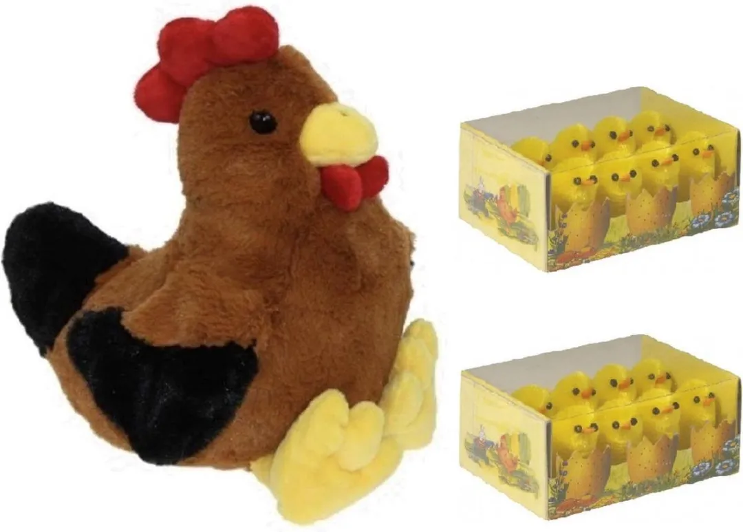 Decoris Pluche Bruine Kippenknuffel 25cm